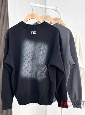 25新款MLB卫衣男女NY复古波普老花印花圆领运动套头衫3AMTM0854