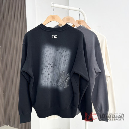 25新款MLB卫衣男女NY复古波普老花印花圆领运动套头衫3AMTM0854