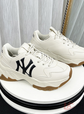 MLB情侣老爹鞋男女NY大标复古厚底增高轻便运动休闲鞋3ASHBWS4N