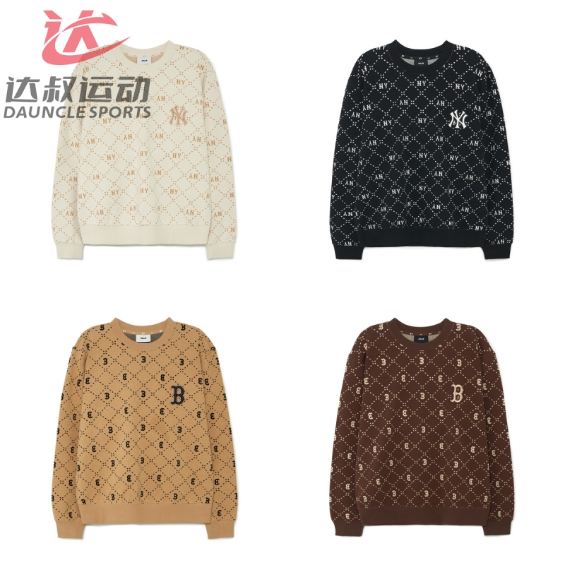 MLB情侣NY圆领运动卫衣复古老花