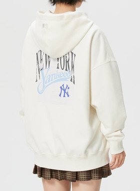 26新款MLB情侣卫衣男女NY复古印花运动休闲连帽套头衫3AHDV0361