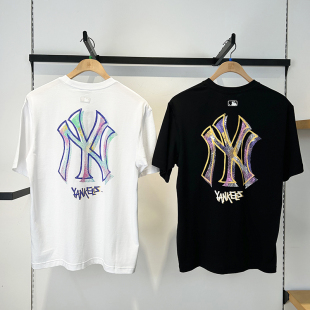 25新款 男女NY彩色大标印花圆领休闲运动T恤3ATSX2253 MLB情侣短袖