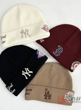 25新款MLB情侣毛线帽男女NY复古字母刺绣保暖针织帽冷帽3ABNV0556