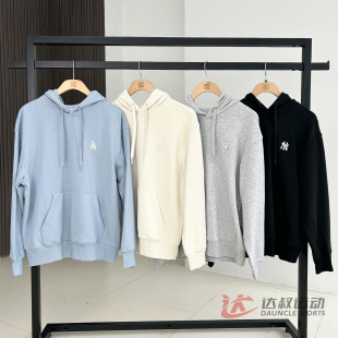 25新款MLB情侣卫衣男女NY小标刺绣纯色连帽运动套头衫3AHDB0154