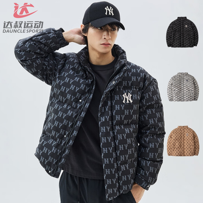 MLB情侣款NY老花保暖运动羽绒服