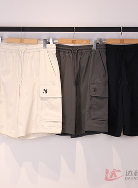 25新款MLB情侣短裤男女NY小标梭织纯色工装休闲运动裤3ASMB0653