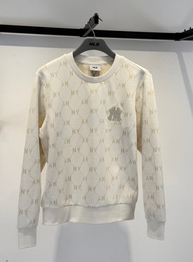 26新款MLB情侣卫衣男女NY钻石老花满印圆领运动套头衫3AMTM0161