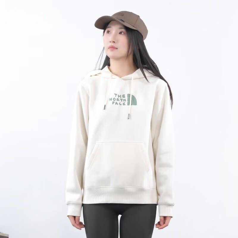 25新款TheNorthFace北面运动卫衣女子印花加绒保暖连帽套头衫8F0D