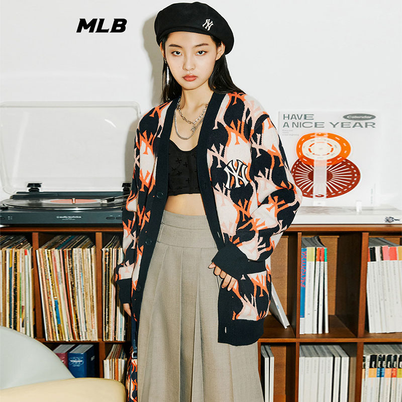 MLB情侣针织衫男女开衫休闲外套