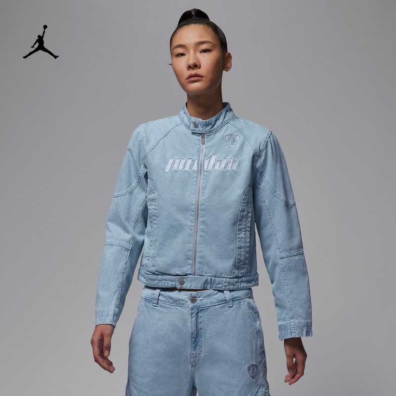 Jordan女子短款立领牛仔外套