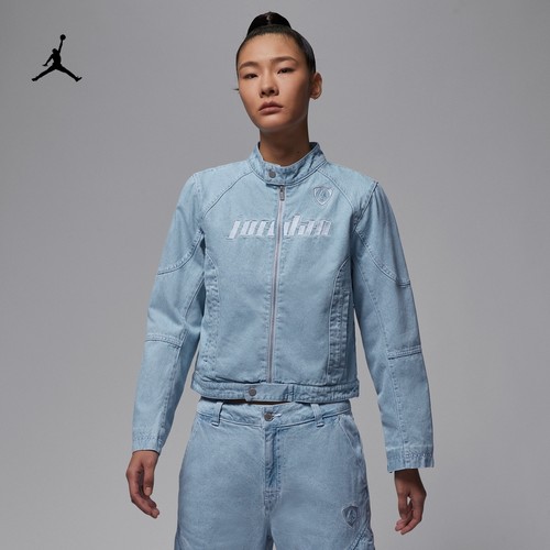 Jordan女子短款立领牛仔外套