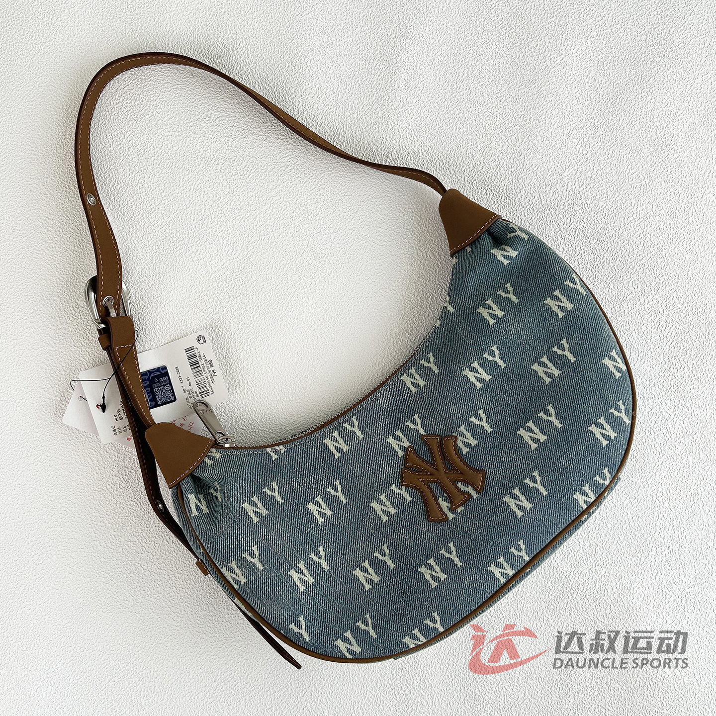 MLB情侣NY老花满印牛仔腋下包