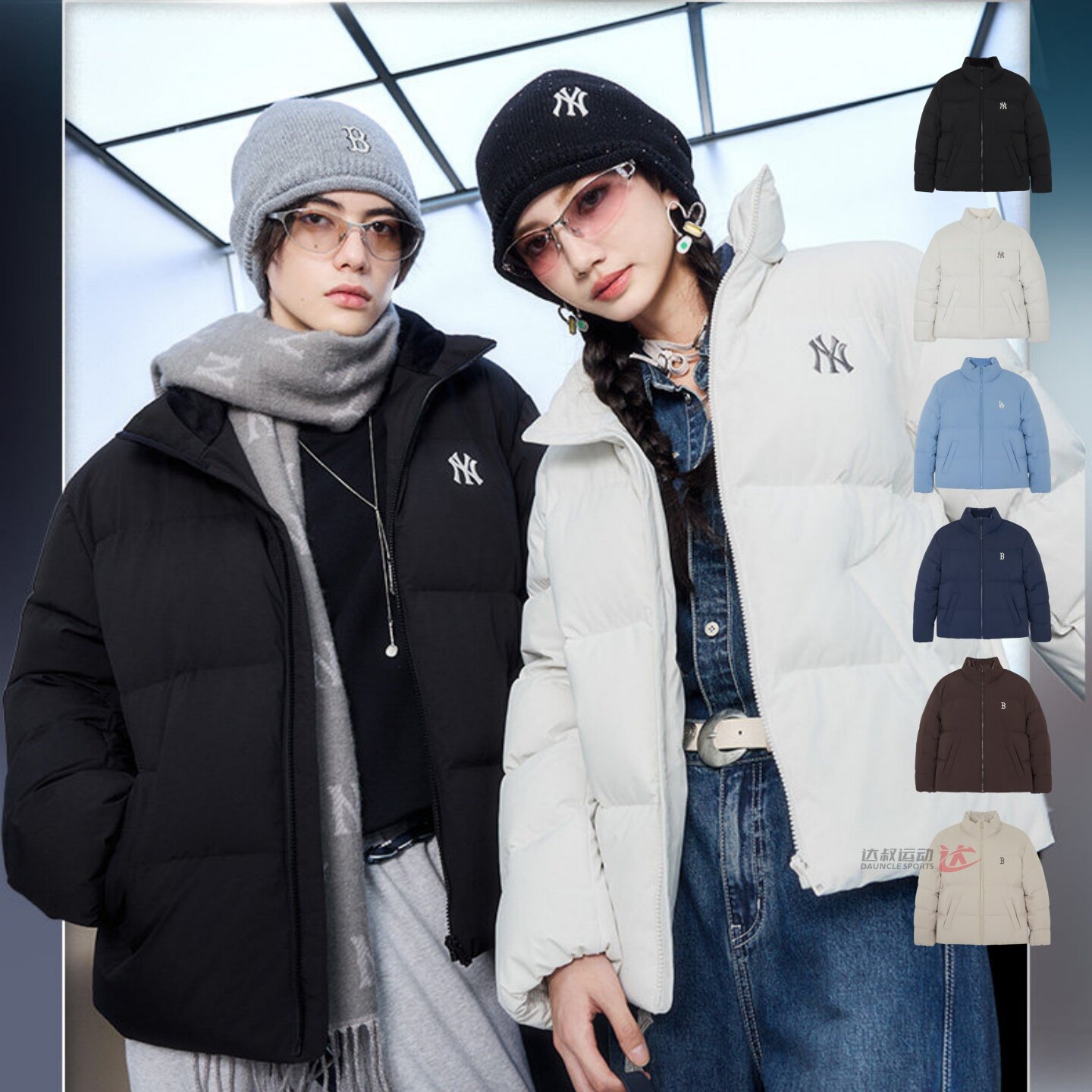 MLB羽绒服男女NY保暖棉羽外套