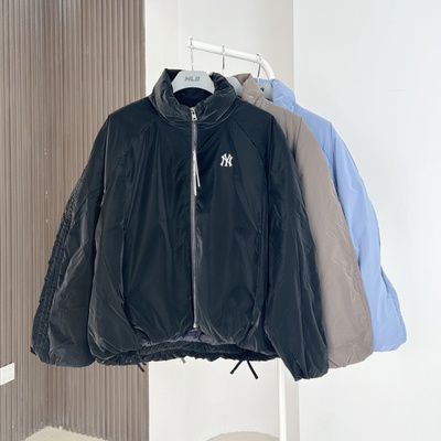 MLB女款抽褶哑光亮面短款羽绒服