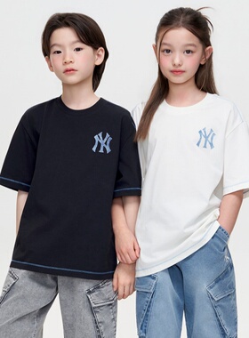 26新款MLB儿童休闲短袖男女童NY老花凉感透气运动T恤7ATSM1263