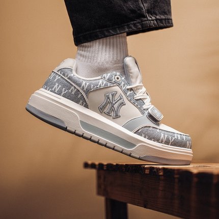 26新款MLB情侣学长鞋男女NY复古老花厚底增高运动休闲鞋3ASXM026N