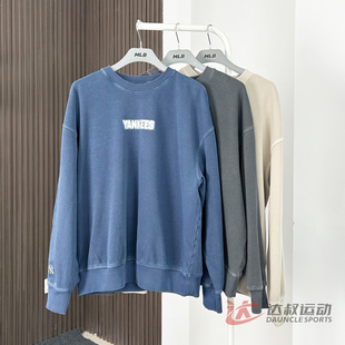 25新款 3AMTB1454 MLB情侣卫衣男女NY复古水洗做旧圆领运动套头衫