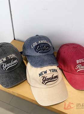 26新款MLB情侣棒球帽男女NY学院风字母刺绣运动帽鸭舌帽3ACPV165N