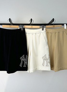 25新款MLB情侣短裤男女NY复古老花大标印花休闲运动裤3ASPM0253