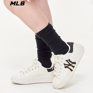 MLB情侣休闲鞋男女NY复古厚底增高小白鞋时尚休闲板鞋3ASXCCB3N