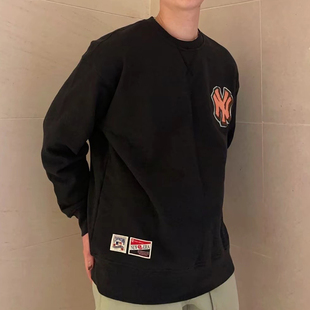 NewEra纽亦华MLB情侣卫衣男女NY刺绣加绒圆领运动套头衫13338692