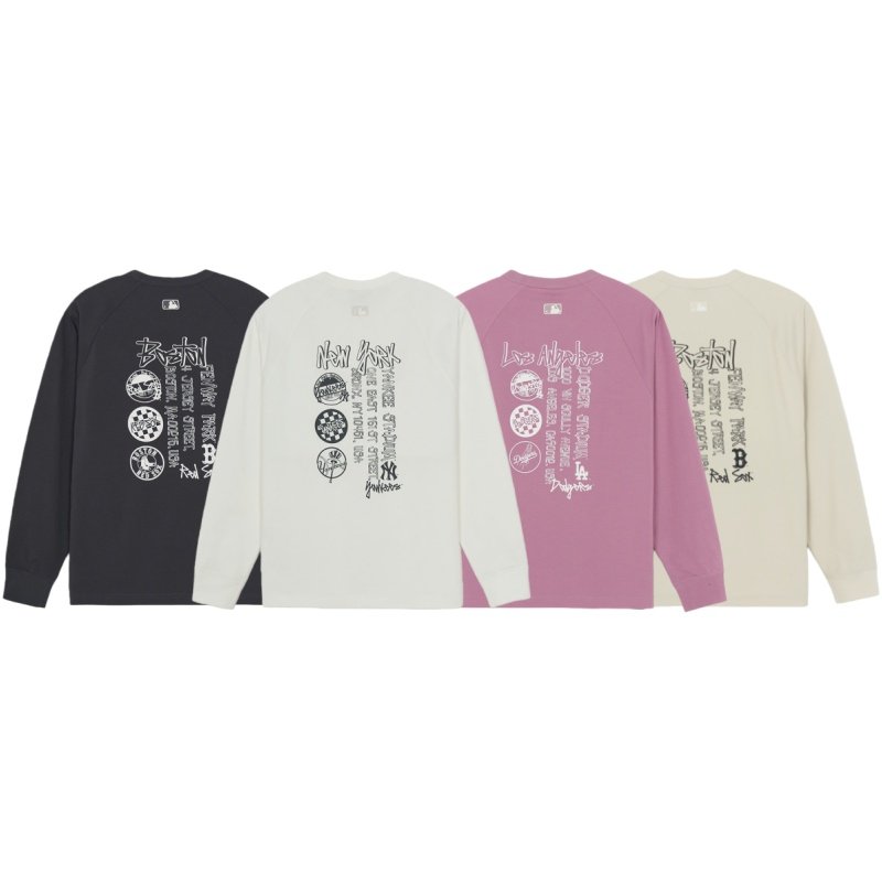 26新款MLB情侣长袖男女NY涂鸦印花防晒宽松休闲运动T恤3ATSB0361,运动服/休闲服装,运动T恤,淘宝优惠券,粉丝福利购,淘宝优惠卷