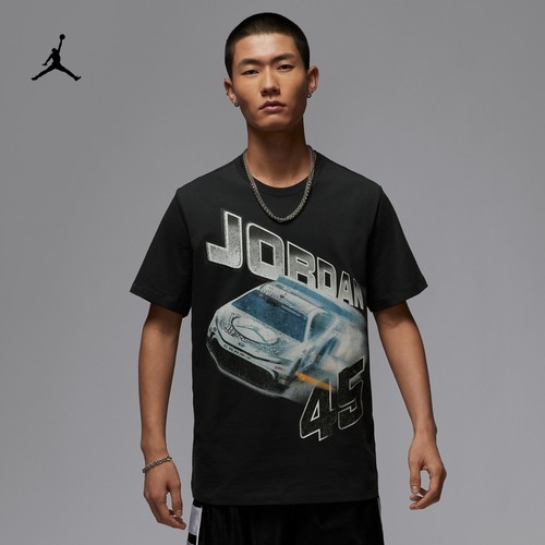 Jordan男子赛车印花纯棉圆领短袖