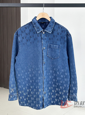 25新款MLB情侣外套男女NY渐变老花满印牛仔衬衫运动夹克3ADRM0754