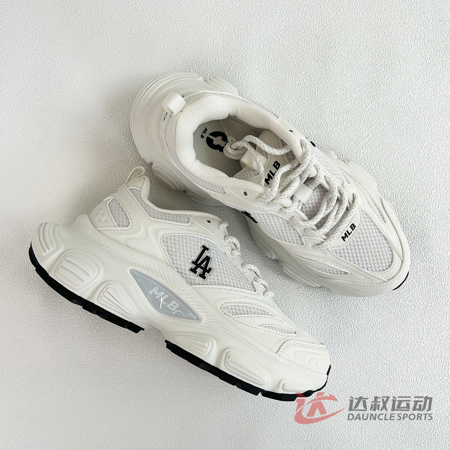 MLB情侣复古网面厚底增高老爹鞋