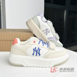 3ASXM086N 男女NY复古撞色厚底增高运动休闲鞋 25新款 MLB情侣学长鞋