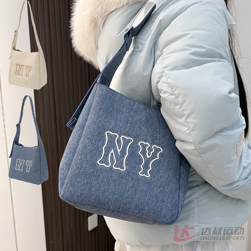 MLB男女NY斜挎包水桶包单肩拎包