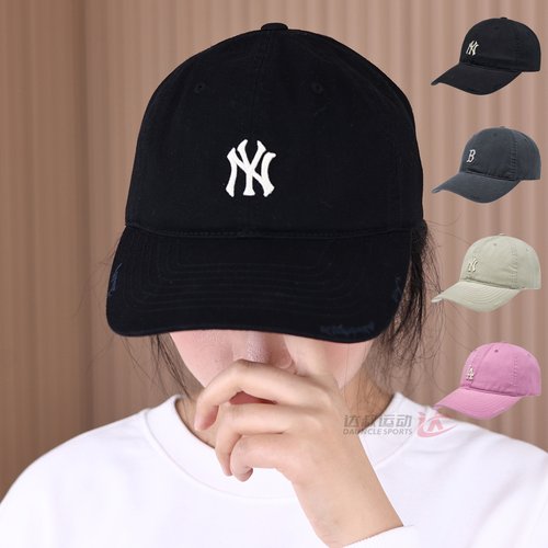 MLB男女字母刺绣做旧软顶棒球帽