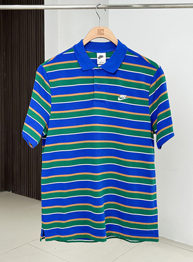 Nike耐克短袖男子Club条纹polo衫翻领纯棉针织休闲运动T恤FN3897