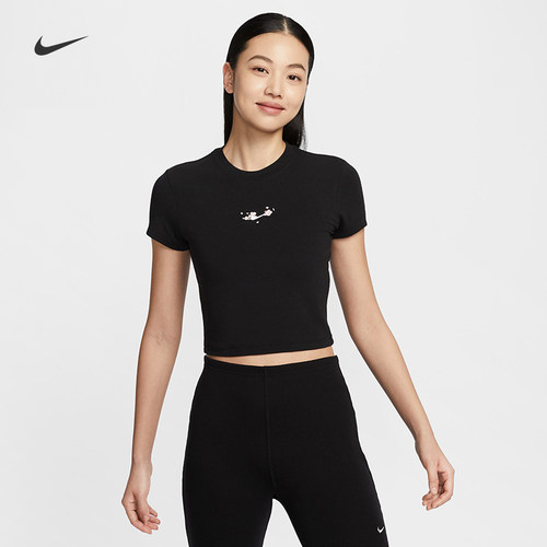 Nike耐克女子修身圆领短款短袖