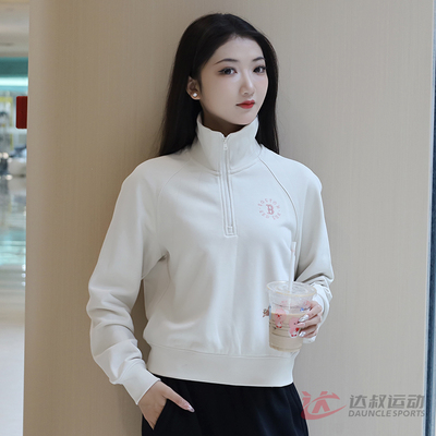 MLB女半拉链短款运动卫衣套头衫