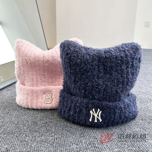 MLB情侣毛线帽NY刺绣针织绒线帽