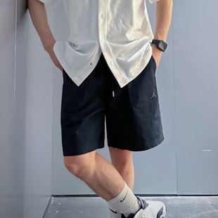 JORDAN耐克AJ短裤男子乔丹飞人刺绣梭织运动休闲宽松五分裤FV7266