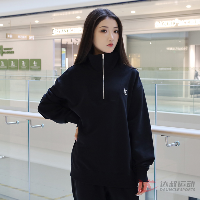 MLB男女NY学院风半拉链运动卫衣