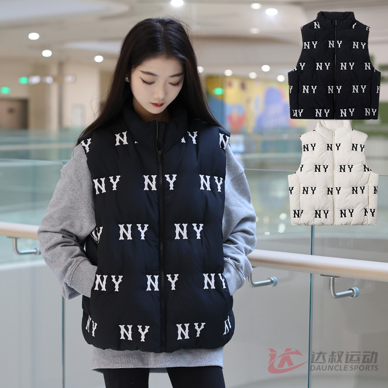 MLBNY复古老花满标保暖羽绒马甲