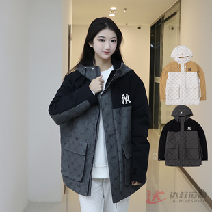 25新款MLB冲锋衣外套男女NY复古老花拼接撞色运动夹克3AWJM0151