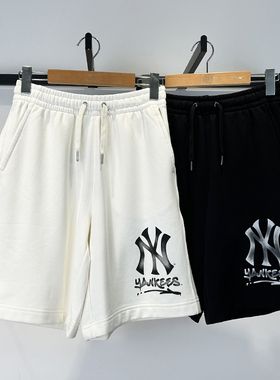 25新款MLB情侣短裤男女NY字母大标印花针织休闲运动裤3ASPB0253