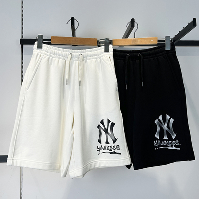 MLB情侣NY字母大标印花针织短裤