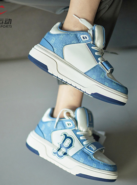 MLB情侣学长鞋NY复古老花运动鞋男女厚底增高牛仔休闲鞋3ASXCDN3N