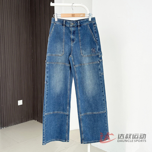 25新款MLB女款牛仔长裤复古NY小标刺绣工装休闲运动裤3FDPB0954