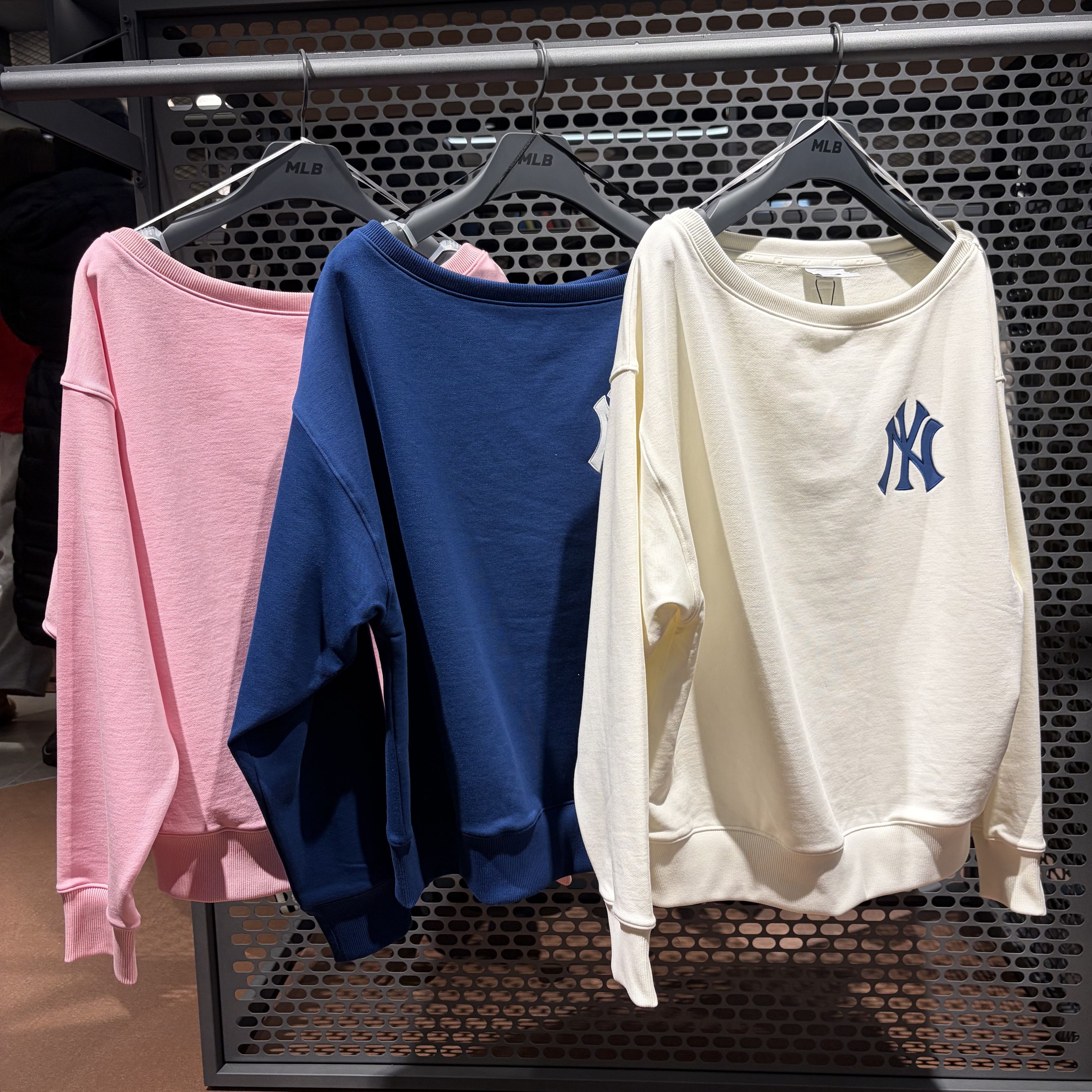 MLB卫衣女一字肩运动休闲套头衫