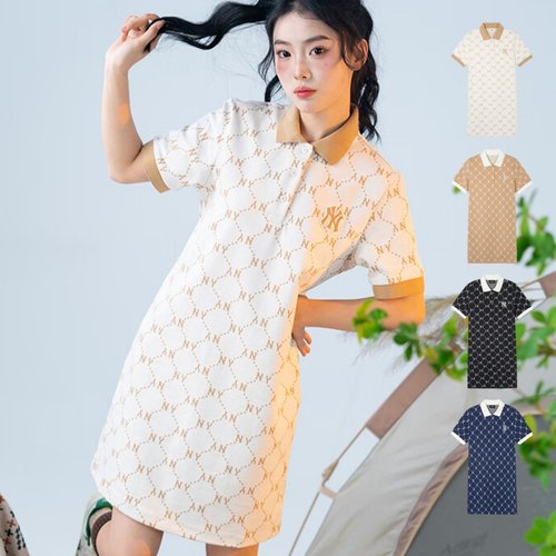 MLBNY复古老花翻领运动连衣裙