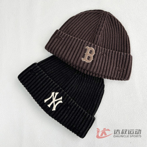 MLB情侣NY复古做旧保暖毛线帽