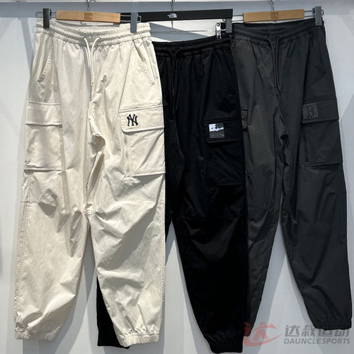 MLB情侣NY小标束脚工装裤长裤