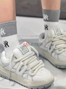 25新款MLB情侣板鞋男女NY复古厚底嘻哈面包鞋运动休闲鞋3ASXCLB4N
