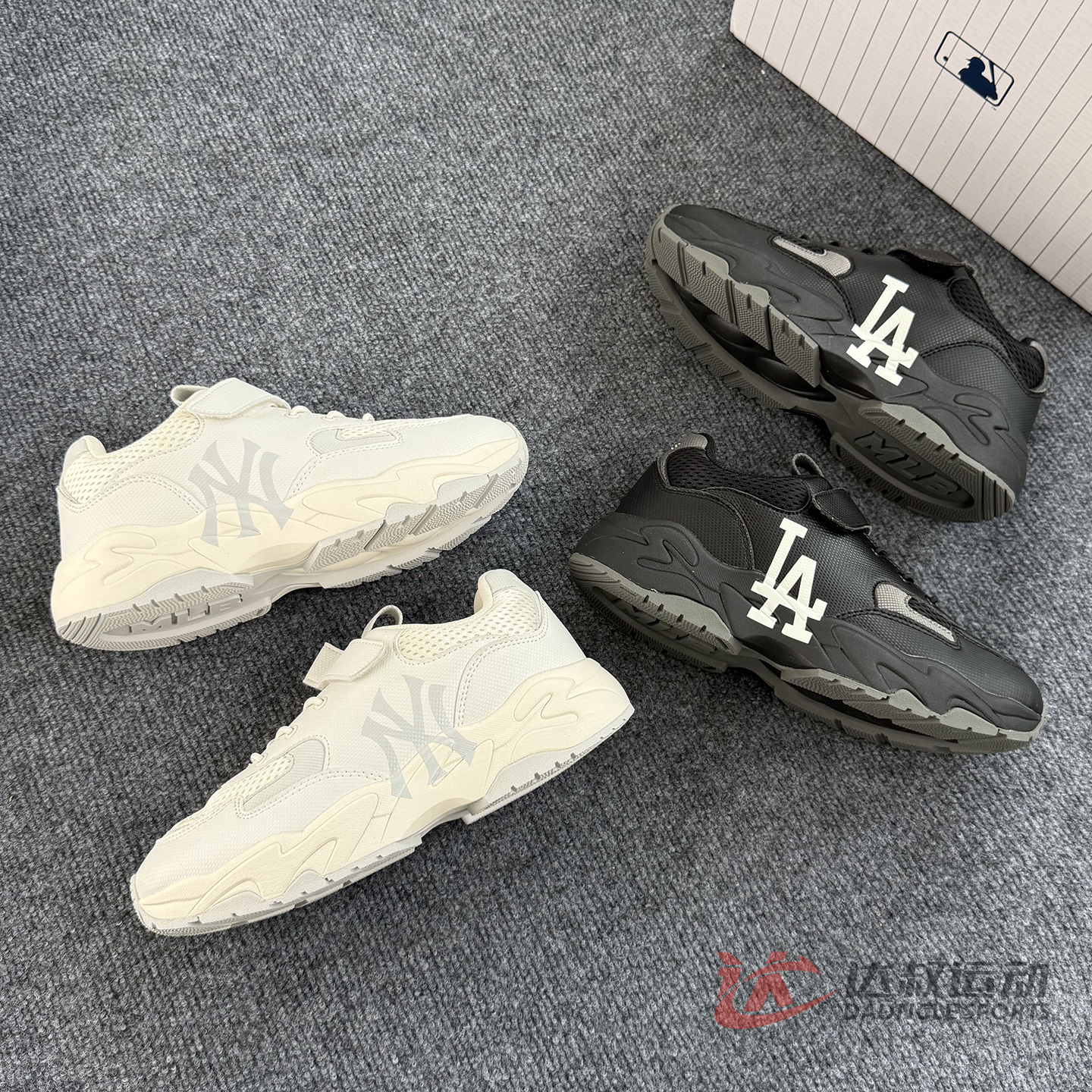 25新款MLB儿童运动鞋男女童NY复古老爹鞋厚底休闲鞋7ASHJBC5N